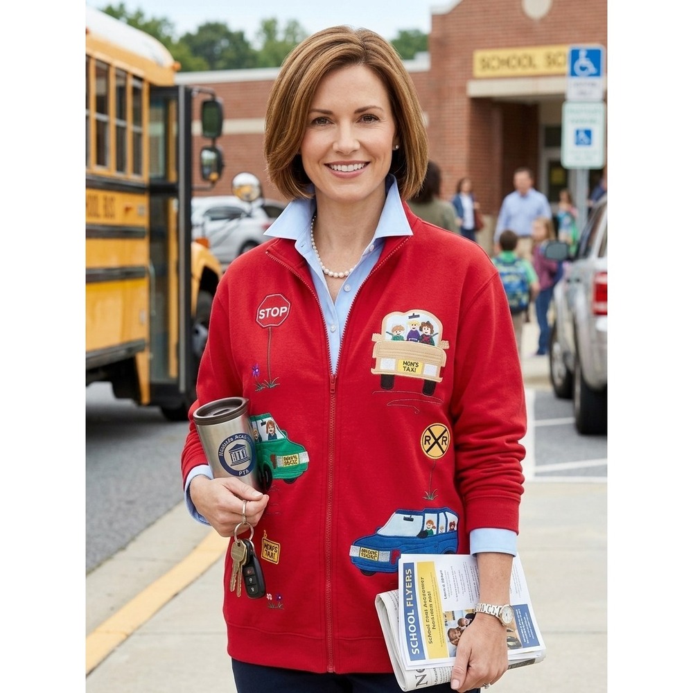 Bechamel Sweat Jacket Size L Primary Colors Old Money Preppy Mom Taxi  90s Zip